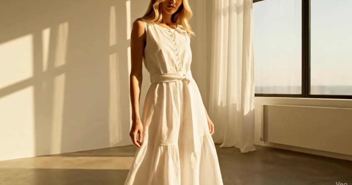Fashion - White Cotton Dress