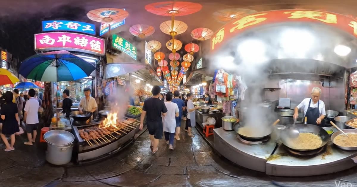 night market in rain