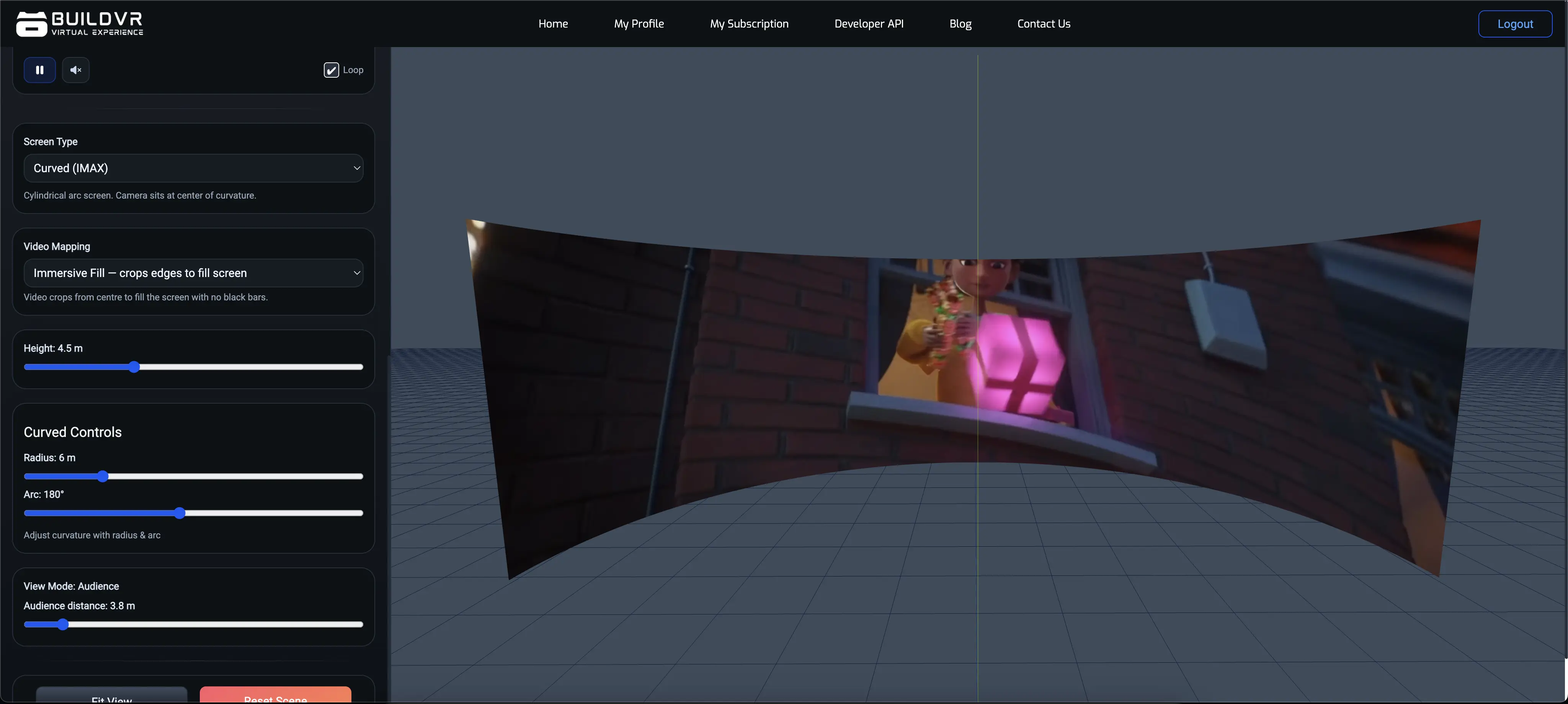 ScreenLab curved screen preview mode